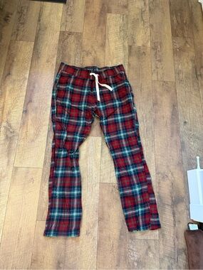 Abercrombie & Fitch Plaid Red Men's Lounge Pants with Drawstring